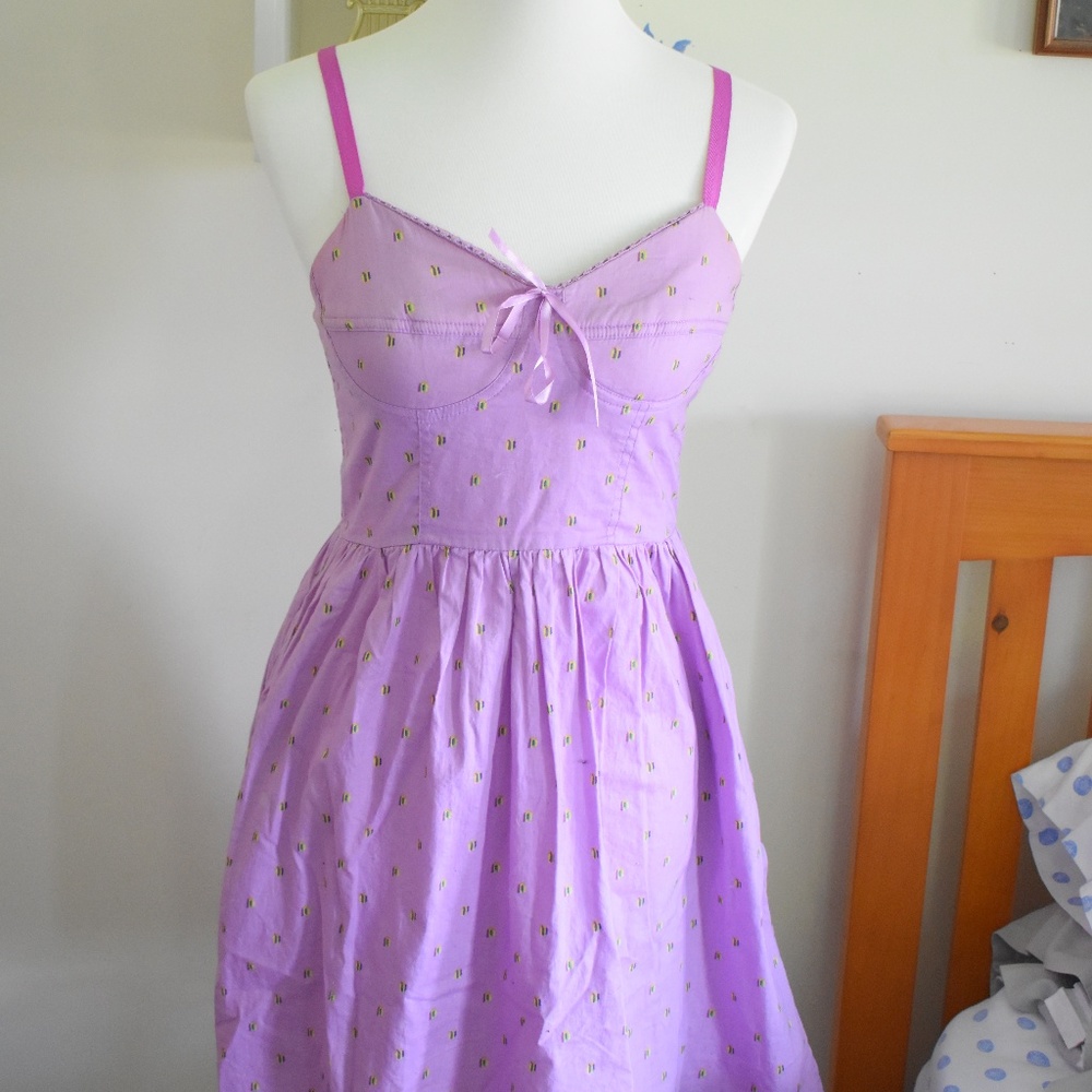 Purple Bustier Top Strapless Dress